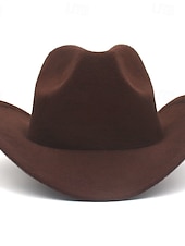 cheap Fedora Hat-Men&#039;s Kentucky Derby Hat Sun Hat Cowboy Hat Fedora Trilby Hat Black Red Woolen Vintage Style Fashion 18th Century State of Texas Daily Theme Party Solid / Plain Color Sunscreen Cosplay
