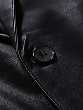 cheap Men&#039;s Blazers-Black Men&#039;s PU Leather Blazer Office Work Street Pocket Fashion Casual Spring &amp; Fall Polyester Plain Pocket Casual / Daily Single Breasted Blazer