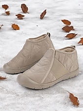 cheap Snow &amp; Winter Boots-Women&#039;s Quilted Slip-On Winter Shoes – Cozy Fur-Lined, Waterproof Casual Boots for Cold Weather