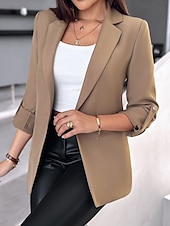 economico Blazer e Completi-Per donna Giacca Formale Pulsante Liscio Casual / quotidiano Di tendenza Standard Capispalla Manica lunga Autunno Nero S