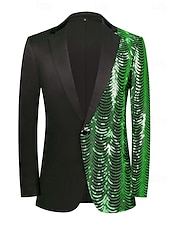 cheap Party Blazer-Men&#039;s Blazer Jacket Tuxedo Party Sparkle Striped Blazer Red Blue Gold Standard Fit Single Breasted One-button
