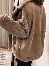 billige Puffer og Parka-Dame Fleece-jakke Teddyfrakk Hettegenser Hold Varm Pustende Knapper Lomme Fleece Lined Fritid عادي Feriereise Gate Dagligdagstøy Ut på byen Enkeltkneppet Normal Aftæpning Normal Langermet Yttertøy