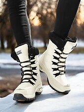 baratos Botas de neve e inverno-botas de neve de inverno impermeáveis femininas com forro de pelúcia quente e sola antiderrapante – ideais para atividades ao ar livre em clima frio