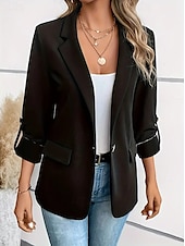 billiga Blazers och kostymer-Dam Kavaj Knapp Ensfärgat Ledigt / vardag Stylish Normal Ytterkläder Långärmad Vinter Rödvin S