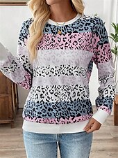 levne Zvířata vrcholy-dámská mikina leopard street denní nošení potisk ležérní posádka výstřih dlouhý rukáv mikroelastický podzimní zimní komfrt prodyšná měkká tkanina