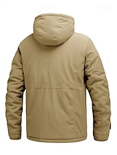 cheap Men&#039;s Jackets &amp; Coats-Men&#039;s Outdoor Jacket Fleece Jacket Sports &amp; Outdoor Thermal Warm Fleece Lining Detachable Hood Winter Autumn / Fall Active Sports Regular Black Navy Blue Khaki Army Green Jacket