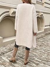 economico Cappotti Invernali-Per donna Cappotto invernale Esterno Strada Da tutti i giorni Autunno Inverno Lungo Cappotto Standard Tenere al caldo Traspirante Moda Informale Giacca Manica lunga Liscio Con tasche Verde militare