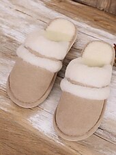 economico Ciabatte e infradito da donna-pantofole da donna con fodera in pelliccia sintetica e finitura scamosciata – calde scarpe da interno per il comfort invernale