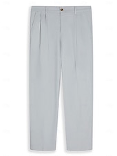 cheap Business-Men&#039;s Linen Pants Trousers Summer Pants Pleated Pants Dress Slacks Front Pocket Straight Leg Plain Comfort Breathable Casual Daily Holiday Fashion Basic Black White