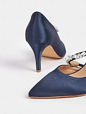 preiswerte Formell-Damen-Pumps aus Satin mit Strasssteinen verziert – elegante Pumps mit spitzer Spitze für formelle Anlässe und Hochzeiten