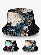economico Cappelli da uomo-cappello da pescatore con stampa artistica da uomo con motivo floreale astratto blu e oro – cappello da sole da esterno elegante e unico per tutte le stagioni