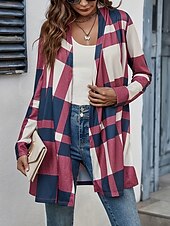 preiswerte Strickjacken und Oberbekleidung-Damen Freizeitjacke Outdoor Patchwork Patchwork Windundurchlässig Modisch Regular Fit Oberbekleidung Langarm Herbst Rosa S