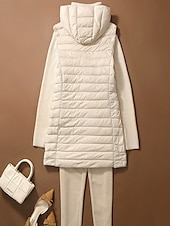 economico Puffers &amp; Parka-Per donna Gilet imbottito Tenere al caldo Traspirante Cerniera Tasche Informale Liscio Da mare Strada Da tutti i giorni Per uscire Cerniera Lungo Felpa Standard Senza maniche Capispalla Nero Rosa