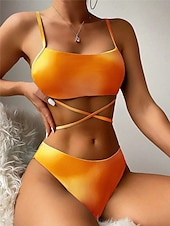 levne 3dílná sada bikin-Dámské Plavky Bikiny Tři kusy Sukně Plavky Volná záda Štíhlý prázdniny Oblečení na pláž Pevná barva Bez rukávů Plavky
