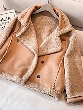 billige Puffer og Parka-Dame Fleece-jakke Teddyfrakk Hettegenser Hold Varm Pustende Knapper Lomme Fleece Lined Fritid عادي Feriereise Gate Dagligdagstøy Ut på byen Enkeltkneppet Normal Aftæpning Normal Langermet Yttertøy