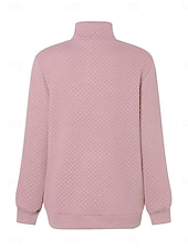 voordelige Textured Hoodies en Sweatshirts-dames sweatshirt casual effen dagelijks gebruik coltrui knopen lange mouw zwart roze grijs herfst winter