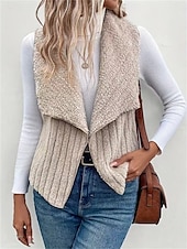 billige Vest-Dame Fleecevest Hold Varm Pustende Fleece Lined Fritid عادي Feriereise Gate Dagligdagstøy Ut på byen Åpen Forside Normal Aftæpning Normal Ermeløs Yttertøy Hvit Kakifarget Grå Høst Vinter