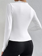 voordelige Effen Blouses-Dames T-shirt Effen Modieus Modern Casual Lange mouw Coltrui Normale tops Dagelijks Weekend Zwart Wit Beige Grijs Herfst Winter