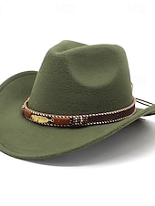 preiswerte Fedora-Hut-Herren Kentucky Derby Hut Sonnenhut Cowboyhut Fedora-Trilby-Hut Schwarz Rote Wollig Vintage-Stil Mode 18. Jahrhundert Bundesstaat Texas Täglich Themenparty Einfarbig Sonnenschutz Cosplay