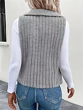 billige Vest-Dame Fleecevest Hold Varm Pustende Fleece Lined Fritid عادي Feriereise Gate Dagligdagstøy Ut på byen Åpen Forside Normal Aftæpning Normal Ermeløs Yttertøy Hvit Kakifarget Grå Høst Vinter