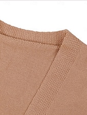 billige Cardigans og yttertøy-Dame Genser Kofte Fritid Myk Ren farge Riflet Åpen Forside Lomme Strikket Langermet Lange topper Strikke utendørs Daglig Helg Kakifarget Aprikos Høst Vinter
