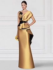 baratos VERMELHO-vestido de noite com bainha bordada em ouro vermelho, vestido elegante, formal, comprimento até o chão, sem mangas, decote em v, cetim com apliques 2025