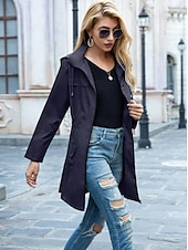 abordables Manteaux &amp; trenchs-Veste décontractée Femme Plein Air Usage quotidien mode Décontractées Full Zip Normal Manteau Noir Gris clair Vert Automne Hiver fermeture Éclair Col rabattu Ample S M L XL XXL
