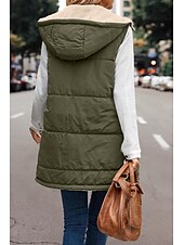 baratos Jaquetas-Colete feminino com capuz dupla face, lapela de lã, jaqueta curta acolchoada de algodão