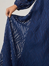 cheap Cocktail Dress-Women&#039;s Vintage Dress Midi Dress With Belt Elegant Vintage Square Neck Long Sleeve Blue Color