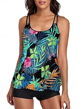 abordables Tankinis-Femme Maillots de Bain Tankini Maillot de bain Tropique Tropical Sans Manches Maillots de bain