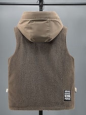 preiswerte Men&#039;s Vest-Herren Puffer Weste Fleece-Weste Kapuzenweste Freizeitskleidung Urlaub Ausgehen Modisch Basic Frühling &amp; Herbst Tasche Mit Kapuze Polyester Komfortabel Glatt Reisverschluss Ständer Regular Fit