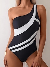 billiga One-piece-baddräkter-Dam Badkläder En bit Baddräkt Standkläder Sommar Randig Ärmlös Baddräkter