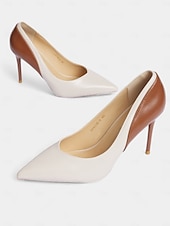 olcso Stiletto sarkú cipők-női kéttónusú tűsarkú – elegáns hegyes orrú pumpák irodai és hivatalos rendezvényekre