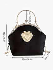 levne Psaníčka a kabelky na večer-dámská vintage sametová kabelka se zlatým zdobením srdce a řetízkovým popruhem, elegantní večerní kabelka na formální události a večírky