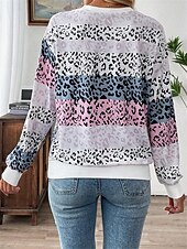 levne Zvířata vrcholy-dámská mikina leopard street denní nošení potisk ležérní posádka výstřih dlouhý rukáv mikroelastický podzimní zimní komfrt prodyšná měkká tkanina