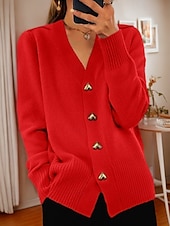 economico Cardigan e capispalla-maglione rosa da donna San Valentino cardigan maglione giacca scollo a V maglia bottone lavorato a maglia primavera autunno quotidiano festa uscita carino quotidiano morbido manica lunga colore puro