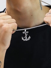 economico Gioielli da uomo-collana con ciondolo a forma di ancora da uomo - gioielli di moda in stile nautico per occasioni casual e formali