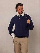 olcso Férfi golfruházat-Férfi Pulóver pulóver Fekete Sötétkék Stétszürke Hosszú ujj Felsők Golf Attire Ruházat Felszerelések Viselés Ruházat