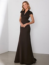 baratos VERMELHO-vestido de noite sereia vestido elegante formal comprimento até o chão sem mangas decote em v bolso cetim com laço(s) 2025