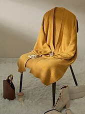 お買い得  女性用カーディガン-モヘア ビショップスリーブ カジュアル デイリー ニット カーディガン