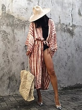 abordables Caftans-Femme Maillots de Bain Vêtement couvrant Maillot de bain Elégant Mode Graphic manche longue Maillots de bain
