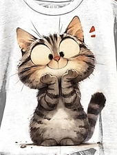 abordables Sudadera-Sudadera de mujer con estampado animal para uso diario, informal, cuello redondo, manga larga, microelástica, otoño e invierno, cómoda, transpirable, tejido suave