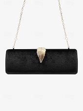 voordelige Clutches &amp; Avondtasjes-dames fluwelen clutch met gouden veeraccent en kettingband - elegante avondtas voor formele evenementen en feesten