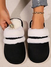 economico Ciabatte e infradito da donna-pantofole da donna con fodera in pelliccia sintetica e finitura scamosciata – calde scarpe da interno per il comfort invernale