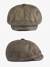 cheap Men&#039;s Hats-Men&#039;s Vintage Newsboy Cap – Stylish Faux Leather Look Flat Cap for Casual or Formal Wear, Available in Multiple Colors