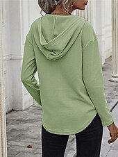 preiswerte Texturierte Kapuzenpullover &amp; Sweatshirts-Damen Hemd Bluse Feste Farbe Basic Brautkleider schlicht Langarm Mit Kapuze Normale Oberteile Täglich Schwarz Rosa Grün Herbst Winter