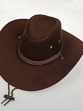 cheap Men&#039;s Hats-Men&#039;s Sun Hat Cowboy Hat Fedora Trilby Hat Black Red Polyester Vintage Style Fashion 18th Century State of Texas Daily Theme Party Solid / Plain Color Sunscreen Cosplay
