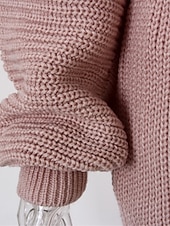 billiga Stickade klänningar-Dam Tröja klänning Ledigt Mjukt Ensfärgat Ribbad Rund hals Ficka Stickat Kall axel Långärmad Långa toppar Sticka Utomhus Dagligen Helgen Vit Rodnande Rosa Höst Vinter