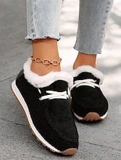 cheap Women&#039;s Slip-Ons &amp; Loafers-Women&#039;s Faux Fur Lined Winter Slip-On Shoes – Cozy and Flexible Warm Casual Shoes for Indoor and Outdoor Wear
