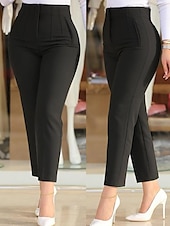 abordables Leggings lisos-Mujer Pantalones de Deporte Chinos Moda Estilo Étnico Hasta el Tobillo Alta cintura Color sólido Bolsillo Confortable Suave Cómodo Microelástico Exterior Calle Granate Negro Blanco Marrón Otoño